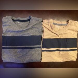 Old Navy Kids Size M(8) Dual Pack Striped Short Sleeved T-Shirts - Blue and Tan!
